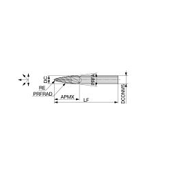 Tungaloy America 3366923 TEBO long End Mill, 8 mm Dia Cutter, 24.80 mm Length of Cut, (4) Flutes, 8 mm Dia Shank, 63 mm OAL, TiAlN