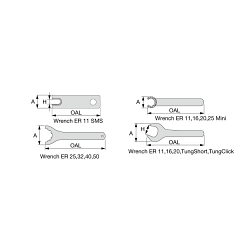 Tungaloy America 4503774 WRENCH ER Mini Collet Wrench, For Use With ER25 Clamping Nut