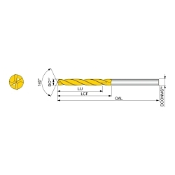 Tungaloy America 6154600 DSW-DI5 Drill Bit, 3.1 mm Drill - Metric, 66 mm OAL, TiAlN