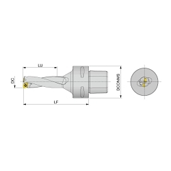 Tungaloy America 6706219 C-TDX Twisted Insert Drill, 63 mm Dia Shank, XPMT07H308R-DJ Insert, 159.58 mm OAL, Yes