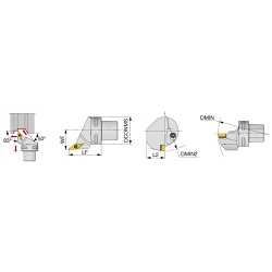 Tungaloy America 6706238 C-SVJCR/L Heads, Right Hand Cutting, Insert Compatibility: VCMT332, 74 mm OAL