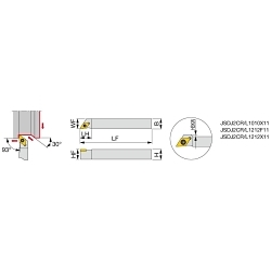 Tungaloy America 6708770 JSDJ2CR/L Square Shank Cartridge Set, DCGT21.50.5 Insert, DCGT21.50.5 Insert, Left Hand Cutting