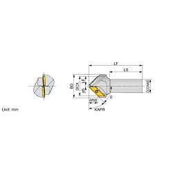 Tungaloy America 6811084 ECC31 Chamfered End Mill, XCET310404ER Insert, 34 mm Dia Cutting, Steel