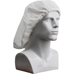 Uniform Technology® CHB24-76WH-O/S CHB24-76WH Reusable Bouffant Cap, OS, White, Polyester, Elastic Closure