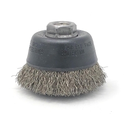 United Abrasives-SAIT 1408 Crimped Brush, 2-3/4 in Dia Brush, 5/8-11 in Arbor Hole, Knot, Stainless Steel Fill