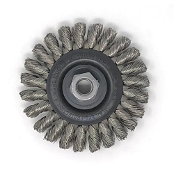 United Abrasives-SAIT 03431 Wheel Brush, 4 in Dia Brush, 1/2 in W Face, 0.014 in Dia Regular Twist Filament/Wire, 5/8-11 Arbor Hole