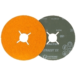 Walter Surface Technologies 15N453 XTRACUT™ XX Fibre Disc, 4-1/2 in Dia Disc, 36 Grit, Ceramic Abrasive