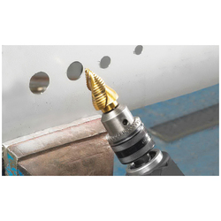 Walter Surface Technologies Multi-Step™ 01W001 Durable Heat-Resistant High Performance Step Drill Bit, 1/8 in Dia Min Hole, 1/2 in Dia Max Hole, 13 Steps, M2 Steel Alloy, 1/4 in Shank