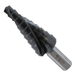 Walter Surface Technologies Multi-Step™ 01W011 Durable Heat-Resistant High Performance Step Drill Bit, 1/4 in Dia Min Hole, 3/4 in Dia Max Hole, 9 Steps, M2 Steel Alloy, 3/8 in Shank