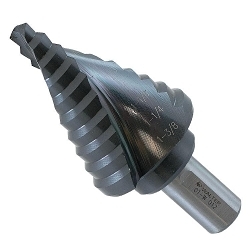 Walter Surface Technologies Multi-Step™ 01W012 Step Drill Bit, 1/4 in Dia Min Hole, 1-3/8 in Dia Max Hole, 10 Steps, M2Al, 3/8 in Shank