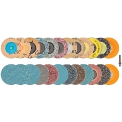 Walter Surface Technologies 04Z992 Starter Kit, 31 Pieces, 2 in Dia, 1/4 in Arbor/Shank, Zirconia Alumina Abrasive, 30000 rpm