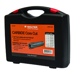Walter Surface Technologies Carbide Core Cut 05D991 Annular Cutter Kit, 9/16 in Dia Min Cutter, 1-1/16 in Dia Max Cutter, 6 Pieces