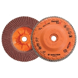 Walter Surface Technologies Enduro-Flex™ 06B454 06-B Close Spin-On Coated Flap Disc, 4-1/2 in Dia Disc, 40 Grit, Coarse Grade, Zirconia Alumina Abrasive, Type 27S Disc