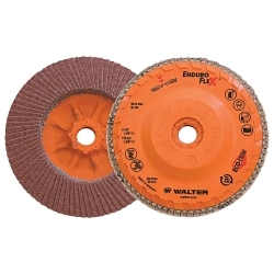 Walter Surface Technologies Enduro-Flex™ 06B456 06-B Close Spin-On Coated Flap Disc, 4-1/2 in Dia Disc, 60 Grit, Medium Grade, Zirconia Alumina Abrasive, Type 27S Disc