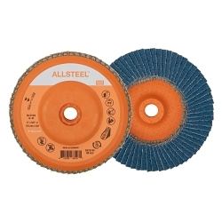 ALLSTEEL™ 06W504 Industrial Grade Spin-On Flap Disc, 5 in Dia Disc, 40 Grit, Zirconia Alumina Abrasive, Type 27S Disc