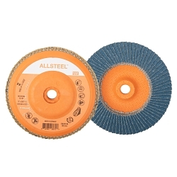 ALLSTEEL™ 06W506 Industrial Grade Spin-On Flap Disc, 5 in Dia Disc, 60 Grit, Zirconia Alumina Abrasive, Type 27S Disc
