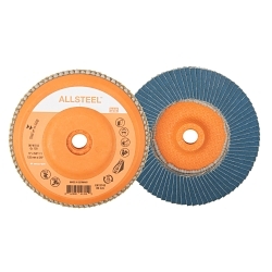 ALLSTEEL™ 06W512 Industrial Grade Spin-On Flap Disc, 5 in Dia Disc, 120 Grit, Zirconia Alumina Abrasive, Type 27S Disc