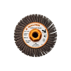 Walter Surface Technologies COOLCUT™ 07J424 Mounted Coated Flap Drum, 4-1/4 in Dia Wheel, 2 in W Face, 40 Grit, Coarse Grade, Aluminum Oxide Abrasive