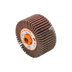 Walter Surface Technologies COOLCUT™ 07J432 Mounted Coated Flap Drum, 4-1/4 in Dia Wheel, 2 in W Face, 120 Grit, Fine Grade, Aluminum Oxide Abrasive