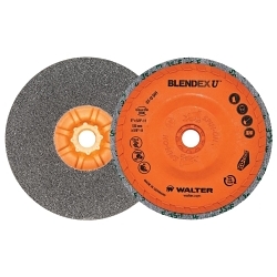 Walter Surface Technologies Blendex U™ 07U501 Spin-On Cup Disc, 5 in Dia Disc, Fine Grade, Silicon Carbide Abrasive