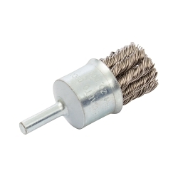 ALLSTEEL™ 09C070 Straight Mounted End Brush, 1-1/8 in Dia Brush, Knot Twist, 0.02 in Dia Filament/Wire, Stainless Steel Fill