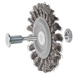 ALLSTEEL™ 09C303 Doubled Sided Wheel Brush, 3 in Dia Brush, 0.02 in Dia Knot Twist Filament/Wire