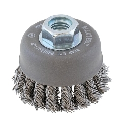 ALLSTEEL™ 13W311 13-W High Quality Wire Cup Brush, 3 in Dia Brush, 5/8-11 Arbor Hole, 0.02 in Dia Filament/Wire, Knot-Twisted