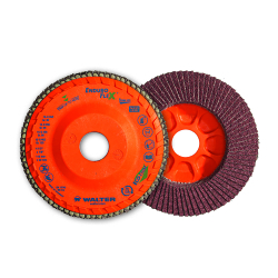 Walter Surface Technologies Enduro-Flex™ 15Q456 15-Q Close Standard Density Coated Flap Disc, 4-1/2 in Dia Disc, 7/8 in Center Hole, 60 Grit, Medium Grade, Zirconia Alumina Abrasive, Type 27 Disc