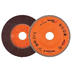 Walter Surface Technologies Enduro-Flex™ 15R462 15-R Close Standard Density Coated Flap Disc, 4-1/2 in Dia Disc, 7/8 in Center Hole, 120 Grit, Fine Grade, Zirconia Alumina Abrasive, Type 27 Disc