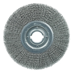 Weiler® 06200 TLM-12 Medium Face Wheel Brush, 12 in Dia Brush, 1-1/4 in W Face, 0.02 in Dia Filament/Wire Crimped Filament/Wire, 2 in Arbor Hole