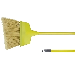 Weiler® 44305 Angle Broom, Flagged Plastic Bristle, 8-1/8 in W, 6 to 7-1/2 in L Trim, Tan Wood Handle, 54 in OAL