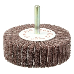 Weiler® 54507 Stem Mounted Non-Woven Flap Wheel, 3 in Dia Wheel, 1 in W Face, 1/4 in Dia Shank, 180 Grit, Very Fine Grade, Aluminum Oxide Abrasive