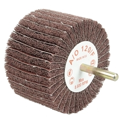 Weiler® 54509 Stem Mounted Non-Woven Flap Wheel, 3 in Dia Wheel, 2 in W Face, 1/4 in Dia Shank, 120 Grit, Fine Grade, Aluminum Oxide Abrasive