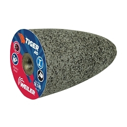 Tiger® AO 68309 Long Life Portable Grinding Cone, 2 in Dia Max, 3 in THK Head, 24 Grit, R Grade, Aluminum Oxide Abrasive