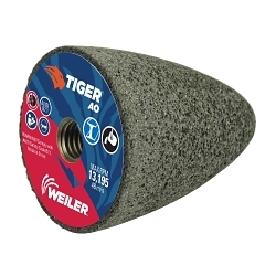 Tiger® AO 68312 Long Life Portable Grinding Cone, 2-3/4 in Dia Max, 3-1/2 in THK Head, 24 Grit, R Grade, Aluminum Oxide Abrasive