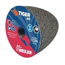 Tiger® AO 68314 Long Life Portable Grinding Cone, 3 in Dia Max, 3 in THK Head, 24 Grit, R Grade, Aluminum Oxide Abrasive