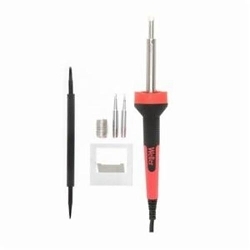 Weller® SP40NKUS Medium Duty Soldering Iron Kit With (3) LEDs, 25 W, 120 V, 900 deg F, For Use With ST2, ST3, ST4, ST5, ST6, ST7 and ST8 Soldering Tips, Stainless Steel, Black/Red
