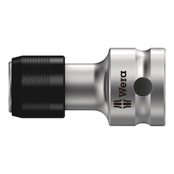 Wera® 05003590001 8784 B1 Bit Adapter With Quick-Release Chuck, Polished Chrome, Square Drive, 3/8 in Male Drive, 1/4 in Female Drive, Chrome Vanadium Steel