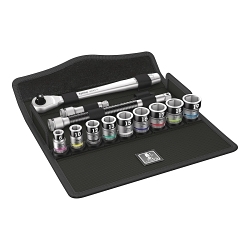 Wera® 05003785001 8100 SB HF 1 Standard Ratchet Set With Switch Lever, 3/8 in Drive, 13 Pieces, Chrome Vanadium Steel/Chrome Molybdenum Steel