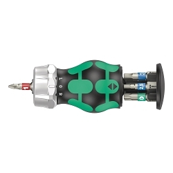 Wera® 05004185001 Bicycle Set 5 Screwdriver Bit Set With Kraftform Bit Holding Stubby Screwdriver Handle and Magazine, 7 Pieces, Ergonomic Grip Handle, Stainless Steel