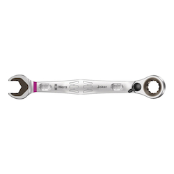 Wera® 05020069001 Joker Switch Anti-Slip Combination Wrench With Switch Lever, 14 mm Wrench, 6/12 Points, 15 deg Offset, 187 mm OAL, Chrome Molybdenum Steel, Nickel Chromium