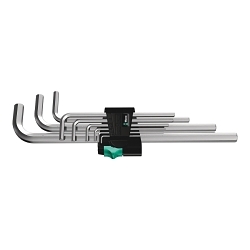 Wera® 05021909001 950/9 Hex-Plus 2 Hex Key Set, 9 Pieces, 1.5 to 10 mm Hex, Hex Plus Drive, L-Handle Handle, Polished Chrome