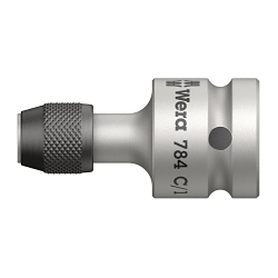 Wera® 05042760001 784 C Adapter With Quick-Release Chuck, For Use With DIN ISO 1173-C 6.3 1/4 in Hex Drive Insert Bits, 1/2 in Female Square Drive, 1/4 in Hex Drive