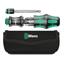 Wera® 05051024001 KK 25 Bit Screwdriver With Rapidaptor Technology, 7 Pieces, Hex/Phillips®/Slotted Point, Ergonomic Grip Handle, DIN ISO 1173-C 6.3/E 6.3