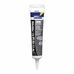 White Lightning® W11000005 3006 ULTRA® All Purpose Elastomeric Sealant, 5.5 oz Squeeze Tube, White, Silicone Acrylic Latex Base