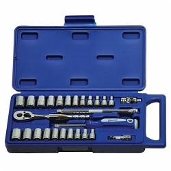 Williams® 50661 SUPERTORQUE® Socket and Drive Tool Set, 1/4 in Drive, Pear Head, 27 Pieces, Chrome Vanadium Steel