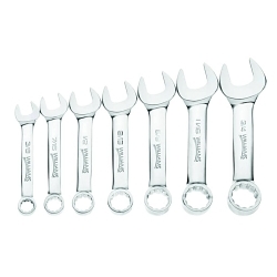 Williams® JHW11030 Stubby Length Combination Wrench Set, 7 Pieces, 3/8 to 3/4 in, Polished Chrome
