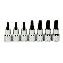 Williams® JHW31910 Socket Driver Bit Set, 3/8 in Drive, T25 to T50 Torx, 7 Pieces, Polished Chrome