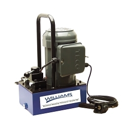 Williams® JHW5E15H3G Electric Hydraulic Pump, 1-1/2 hp, 2 Stages, 470 cu-in/min 1st Stage, 61 cu-in/min 2nd Stage Flow Rate, 700 psi (1st Stage)/10000 psi (2nd Stage) Pressure