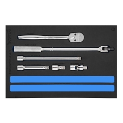 Williams® JHWFWSS-6SDT Drive Ratchet and Drive Tool Set, Foam Inlay Tool Storage, 1/2 in Drive, 6 Pieces, Vanadium Steel